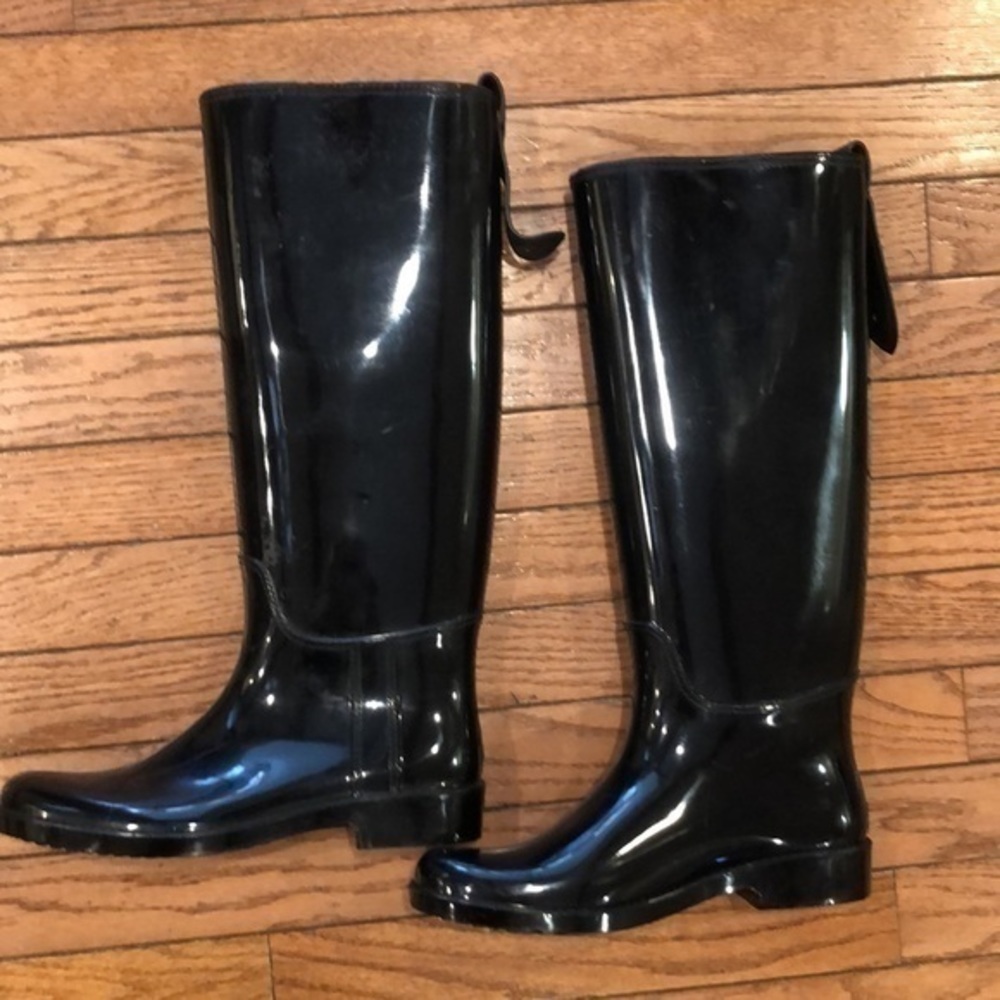 Coach black shiny rain boots Size 7 - Picture 9 of 12